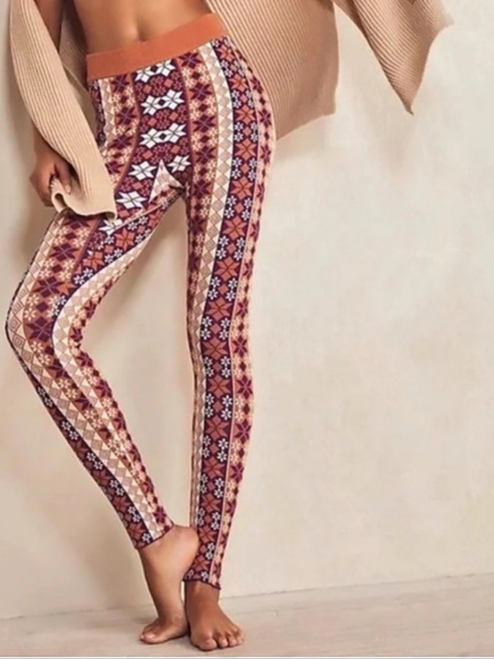 Free People FP Movement Myoko Jacquard Base Leggings Purple & Brown